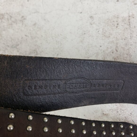 Vintage FOSSIL 100% Leather Belt Brown Studded size S Western Boho Grunge - Picture 5 of 11